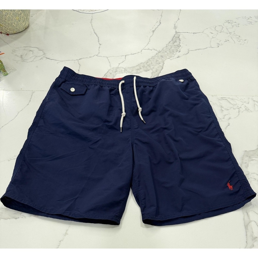 Polo Ralph Lauren Shorts Mens 2XL Blue Swim Trunks Lined Quick Dry Pockets